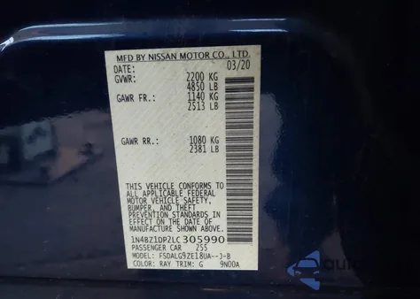 2020 Nissan Leaf Sl Plus 62 Kwh from USA, damaged, VIN 1N4BZ1DP2LC305990